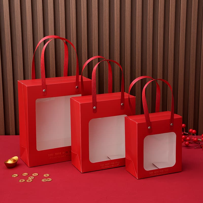 New Year Horse Gift Bag with Transparent Window, Premium New Year Bag, New Year's Day Party Favor Handbag