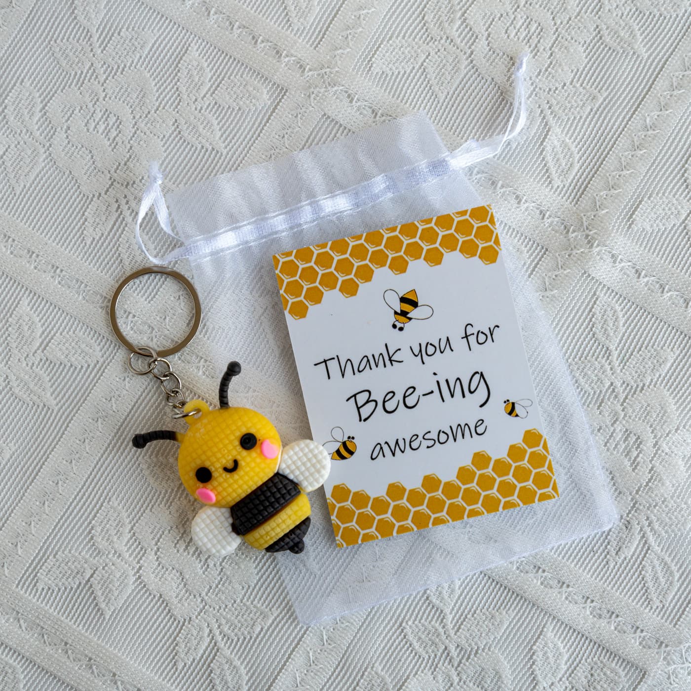 Cross-border new Bee thank you card Bee thank you card keychain organza set