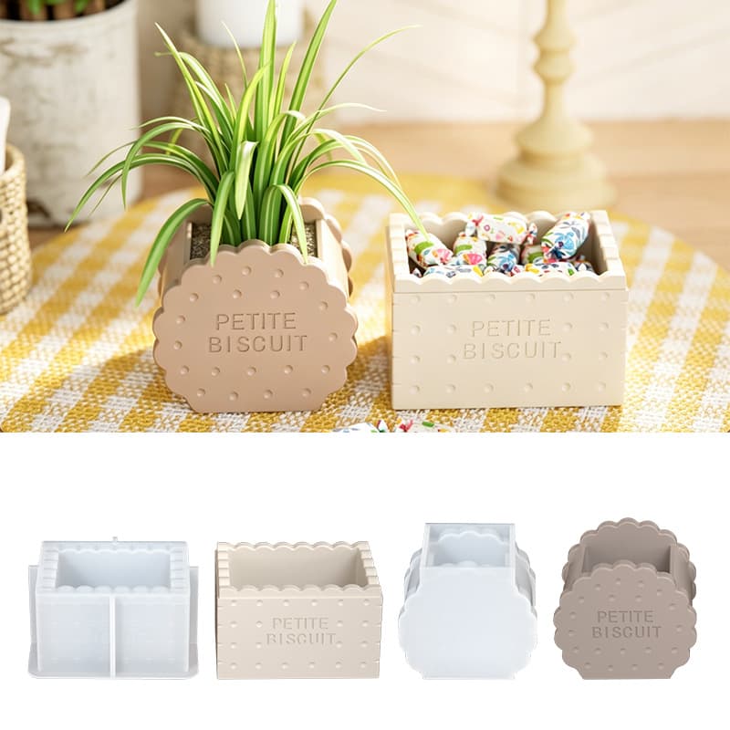 Square and Round Cookie Storage Jar Silicone Mold DIY Scented Candle Cup Pen Holder Vase Plaster Resin Mold