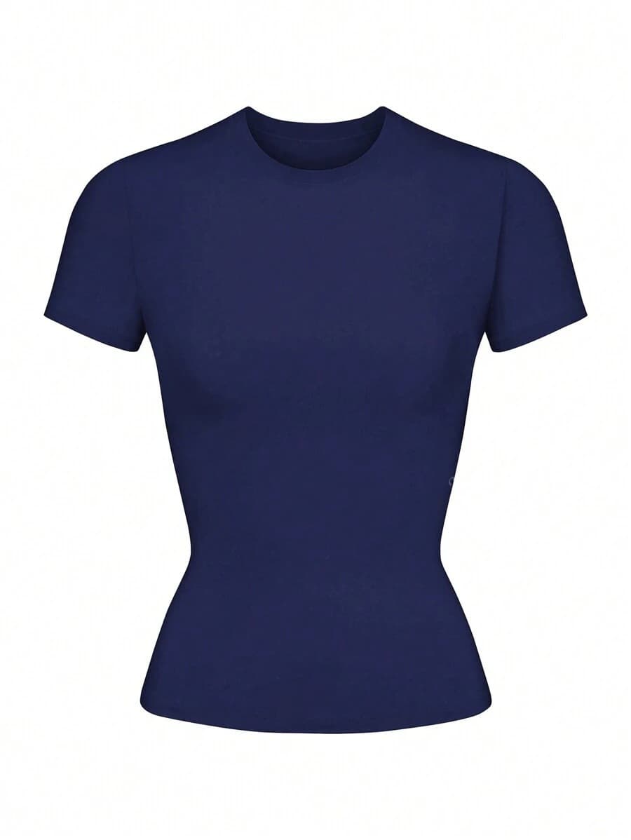 2025 Amazon Temu Shein Europe & US Best Seller Solid Color Crew Neck Basic Short Sleeve Cropped T-Shirt Cross-Border Foreign Trade Women's