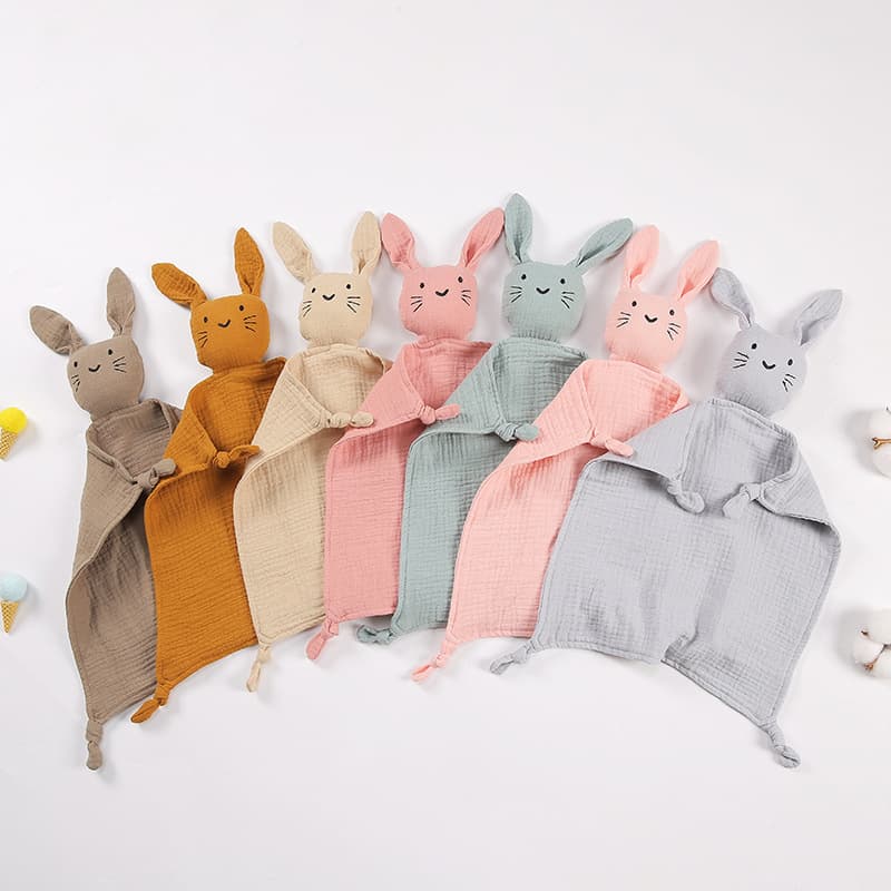 Clearance Baby Cotton Gauze Security Blanket Children's Small Blanket Baby Sleep Companion Plush Animal Cat Drool Bib