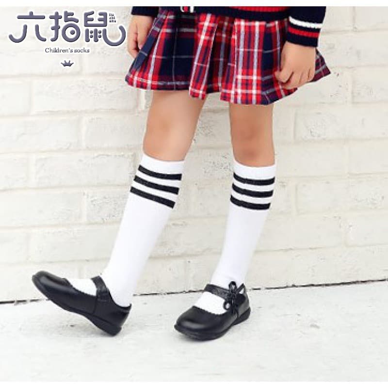 2020 Liuzhishu Children's Long Tube Socks, Boys and Girls Cotton Sports Socks, Over-the-Knee Socks, Black and White Football Socks
