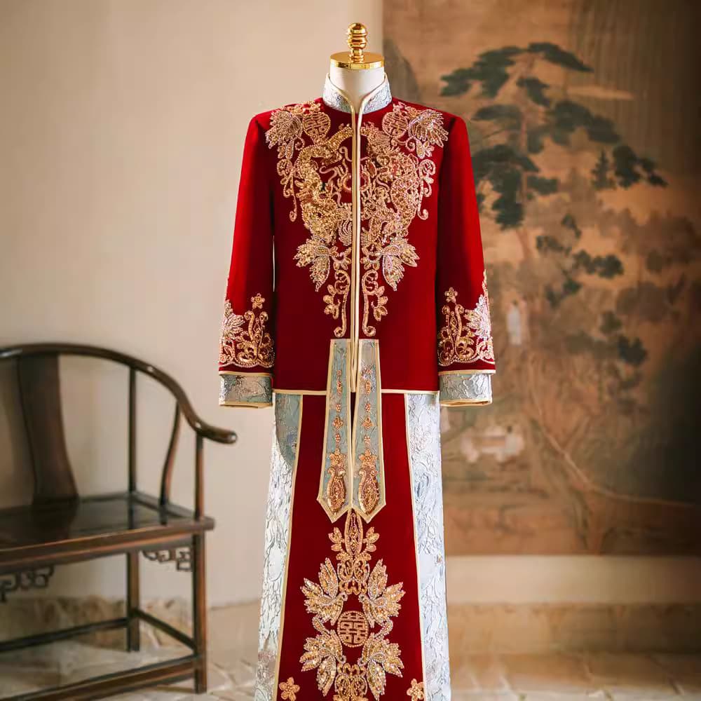Men's Xiuhe Suit Groom's Attire 2024 Summer Chinese Style Wedding Dragon and Phoenix Gown Tang Suit National Trend