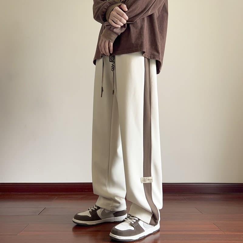 2025 Autumn New Side Striped Casual Pants Men's American Sports Straight Versatile Retro High Street Pants