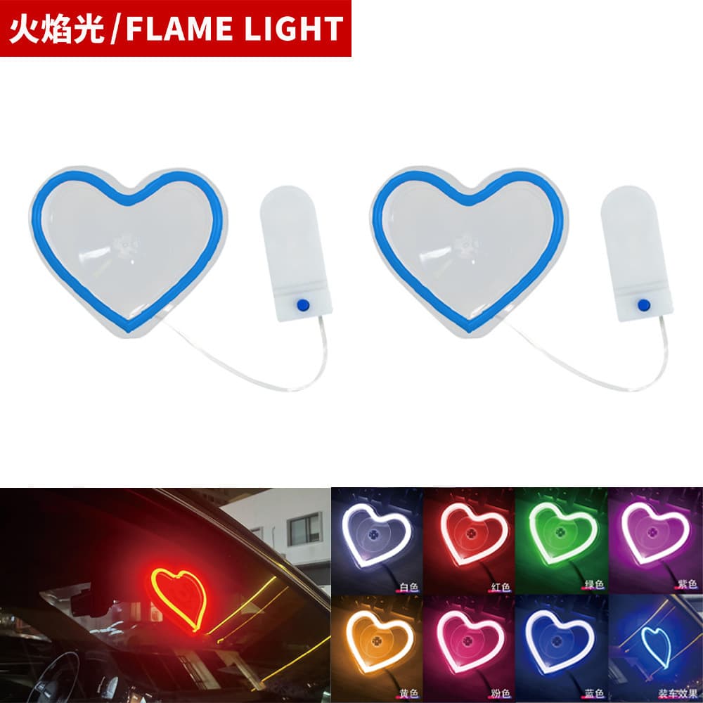LED Car Heart Triangle Window Interior Atmosphere Light Decoration Glowing Heartbroken Atmosphere Car Neon Window Light