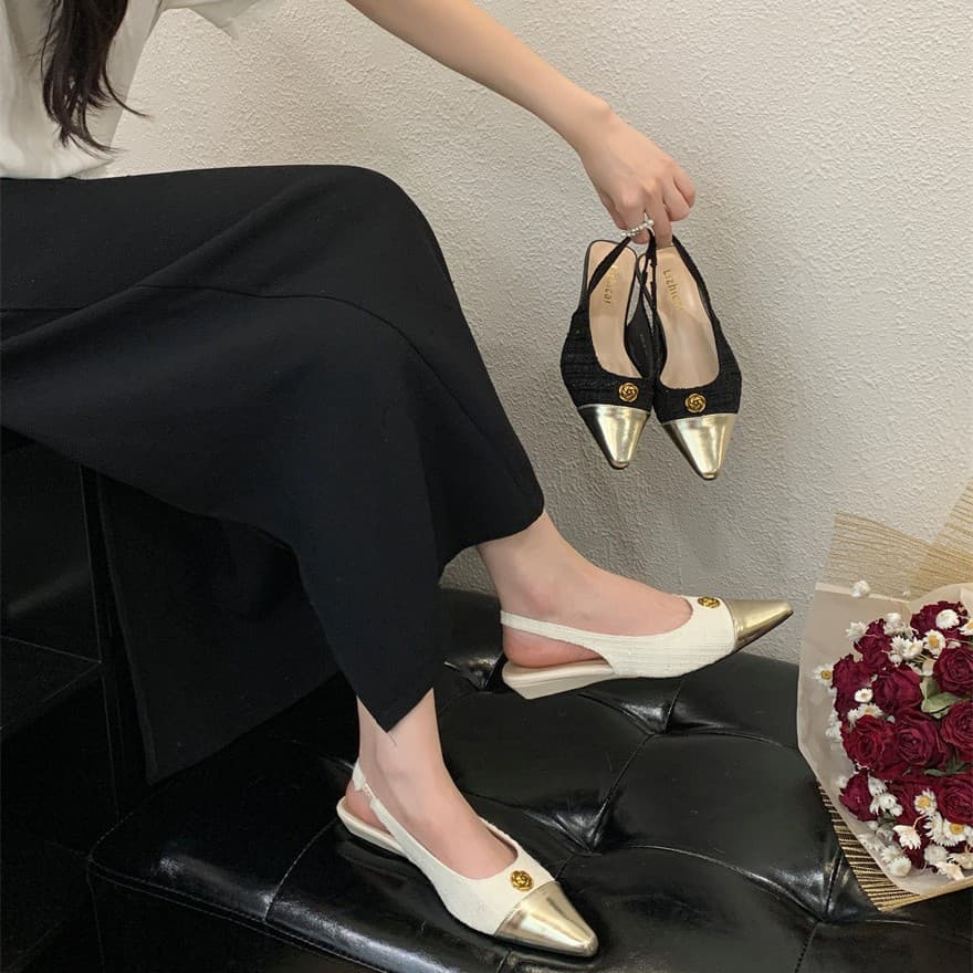Women's Rhinestone Slippers Summer New Square Toe Closed Toe Shallow Mouth Chunky Heel Half Slippers High Heel Sandals Versatile Fashion