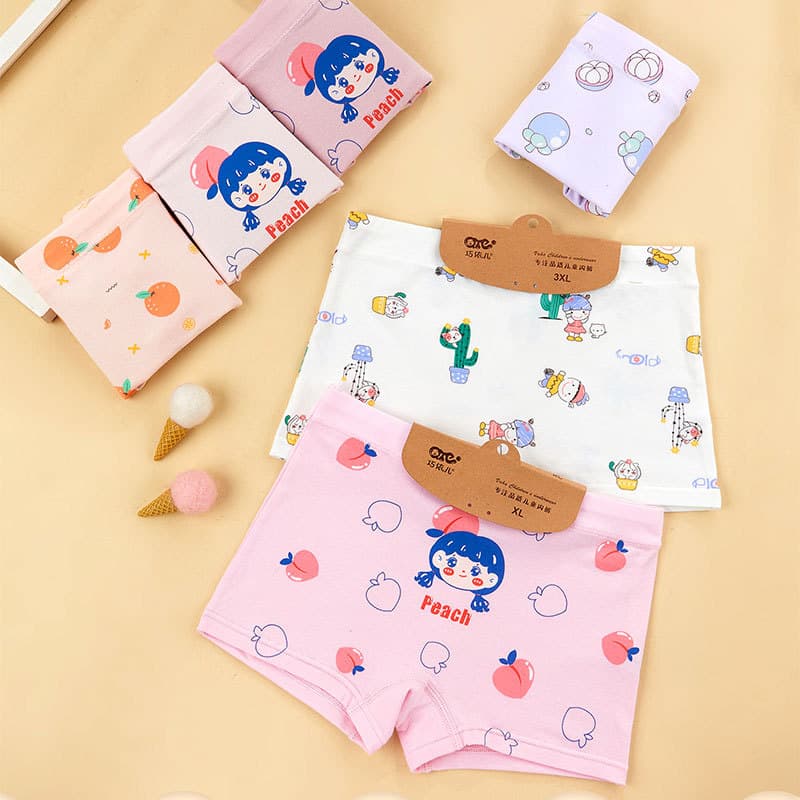 Cardboard Packaged Children's Cotton Boxer Briefs for Boys and Girls, Kids' Flat Shorts, Qiao Yi Er