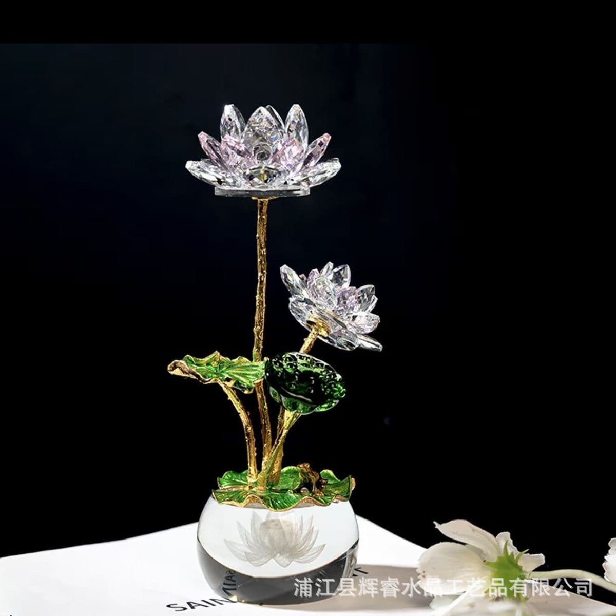 Prayer·Double-headed holy lotus high ornament simple home decoration living room bedroom gift crystal lotus ornament
