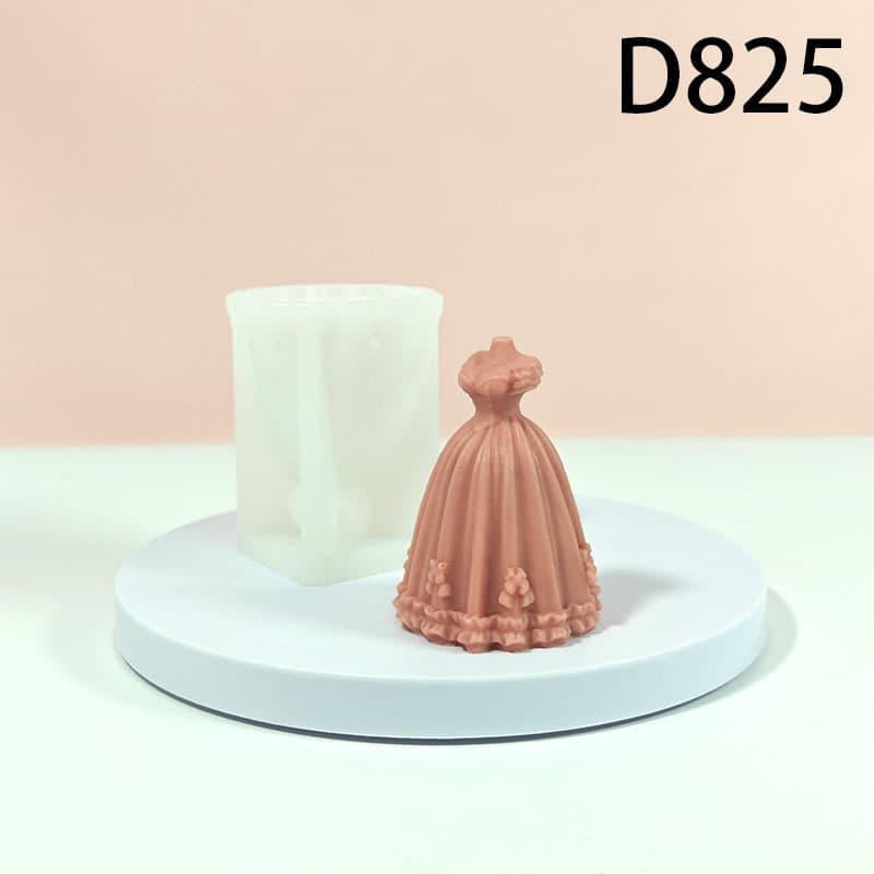 Lace Carved Wedding Dress Princess Silicone Mold for Handmade DIY Candle Aromatherapy Plaster Mold D825