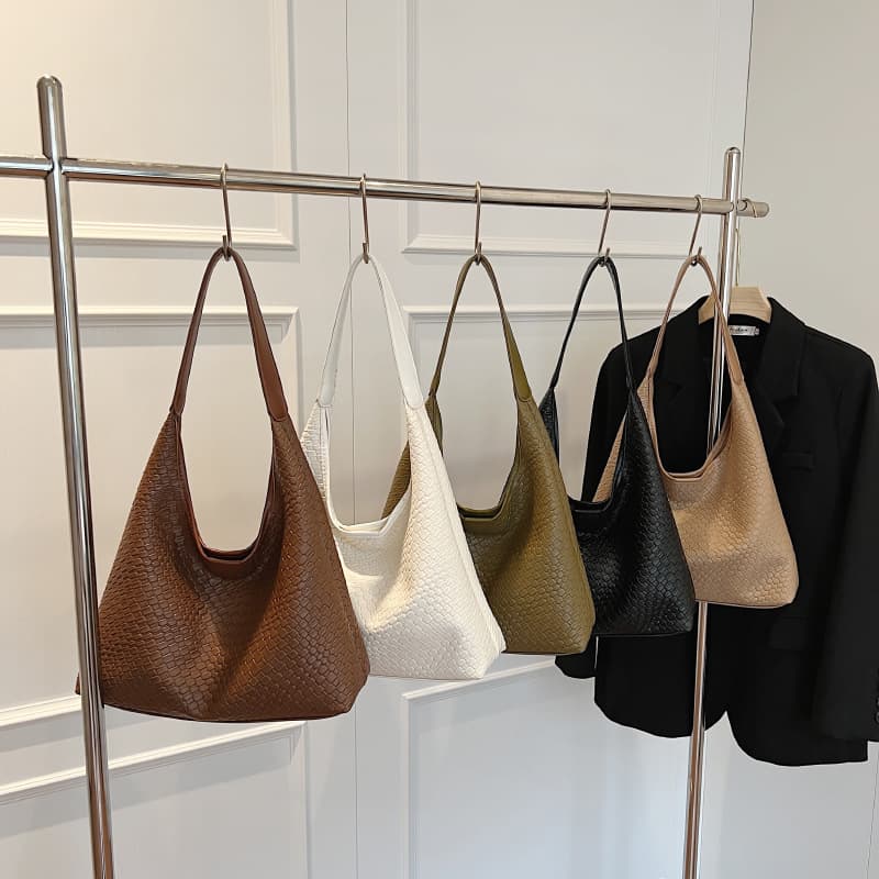 2024 Trendy Woven Commute Simple Tote Bag Niche Design Underarm Bag Stylish Large Capacity Shoulder Bag Versatile