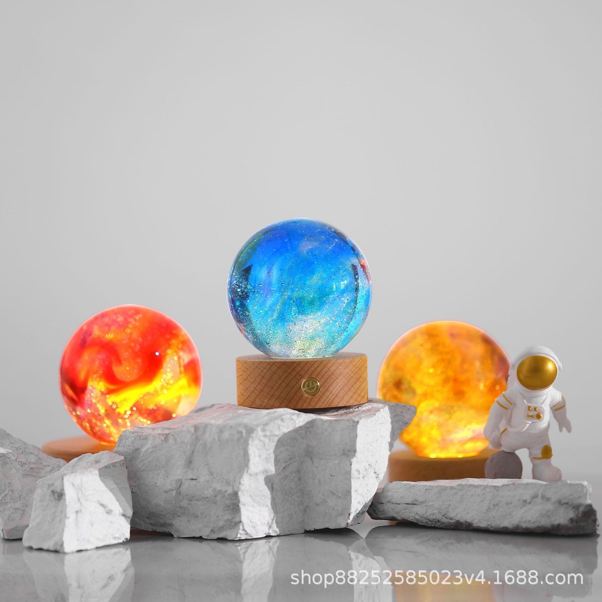 Creative Rainbow Glass Ball Ornaments Healing Crystal Ball Night Light Desktop Decor Gifts for Christmas Birthday