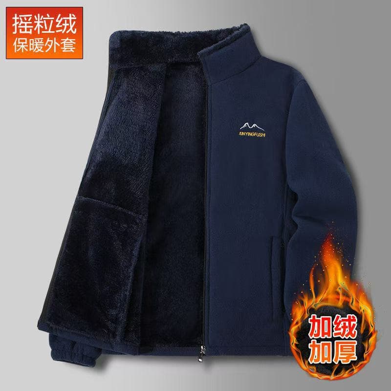 [Fleece and Thickened] Fall and Winter Middle-aged and Elderly Men's Polar Fleece Jacket Tops Large Size Warm Clothes