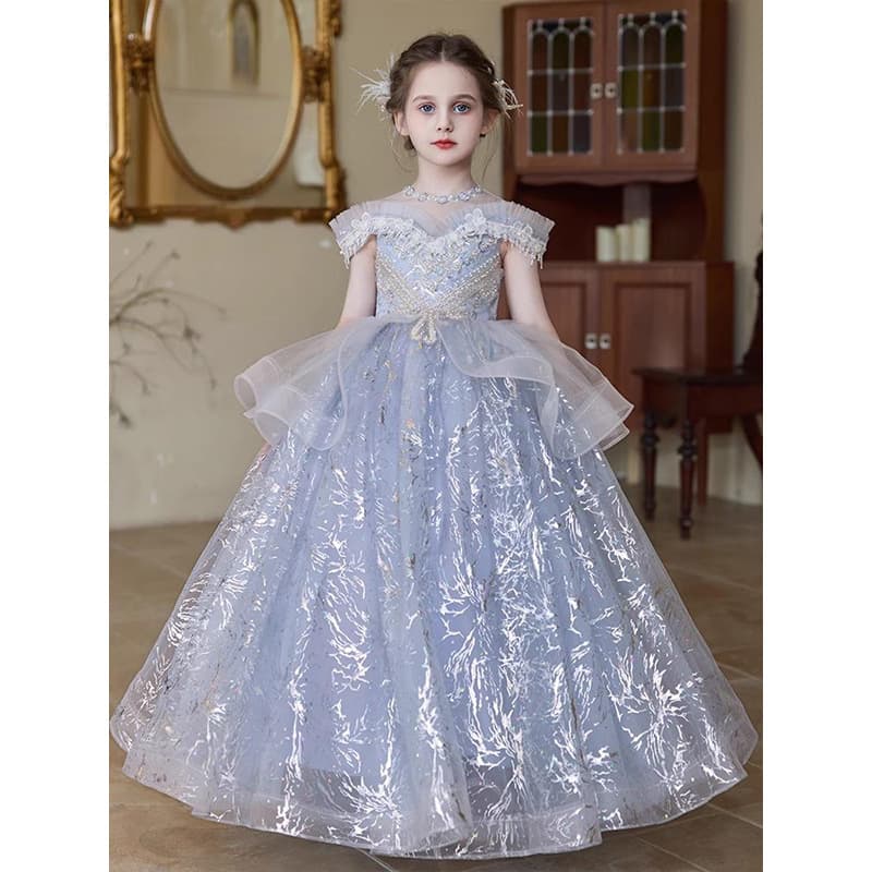 Children's dress host beautiful piano performance girl's tenth birthday princess dress girl's performance dress summer