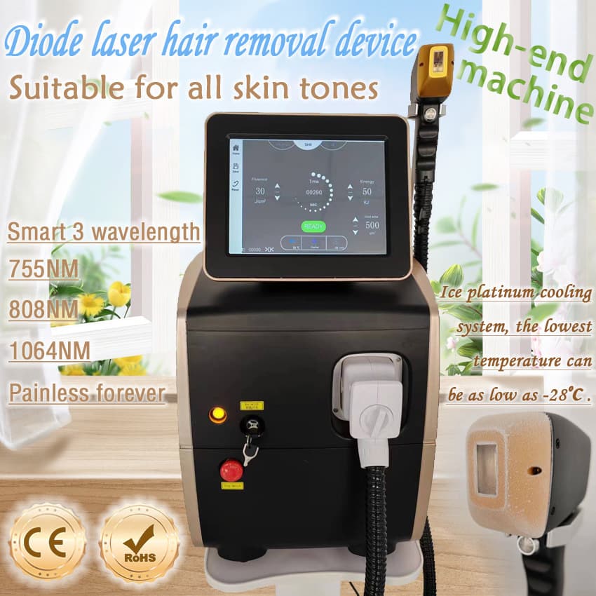 Three-Wavelength Diode Laser Hair Removal Machine, Black Gold Edition, Ice-Point Painless Hair Removal, Suitable for Both Commercial and Home Use