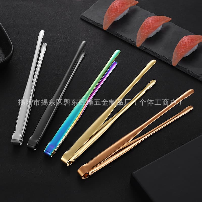 Food-Grade Stainless Steel Korean BBQ Tongs for Home Use, Bread and Meat Tongs, Buffet with Extended, Thick, Anti-Slip Design
