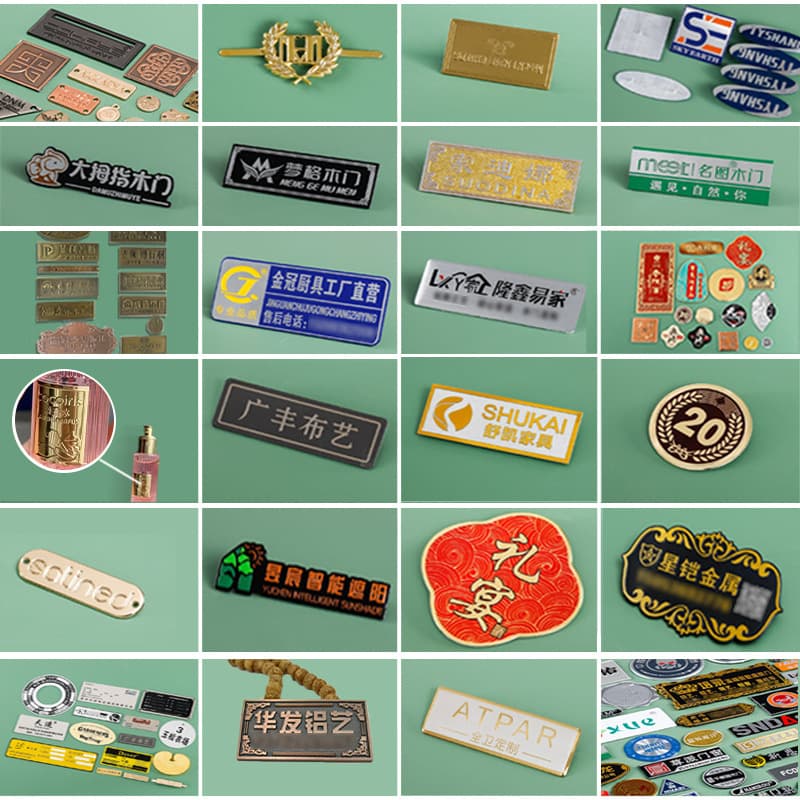 Metal Badge Custom Aluminum Zinc Alloy Electroplated Fragrance Copper Seal Custom Trademark Logo Ceramic Glass Curved Nameplates