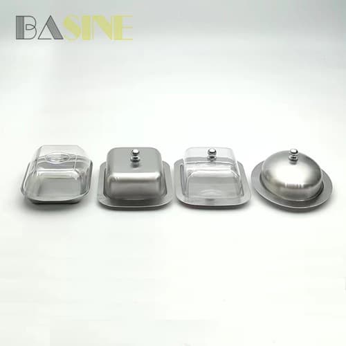 Cross-border wholesale kitchen Western-style stainless steel rectangular butter box for snacks and cheese boxes with lids, cheese butter plates