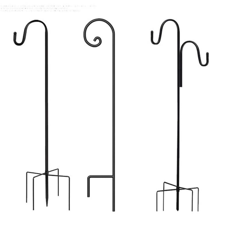 Cross-border wholesale wrought iron shepherd hooks for outdoor lawn ground stake rods, garden iron bracket hooks, curved hook string light poles