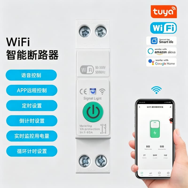 Tuya Smart Switch WiFi Smart Circuit Breaker Remote Control Voice Control On/Off Device
