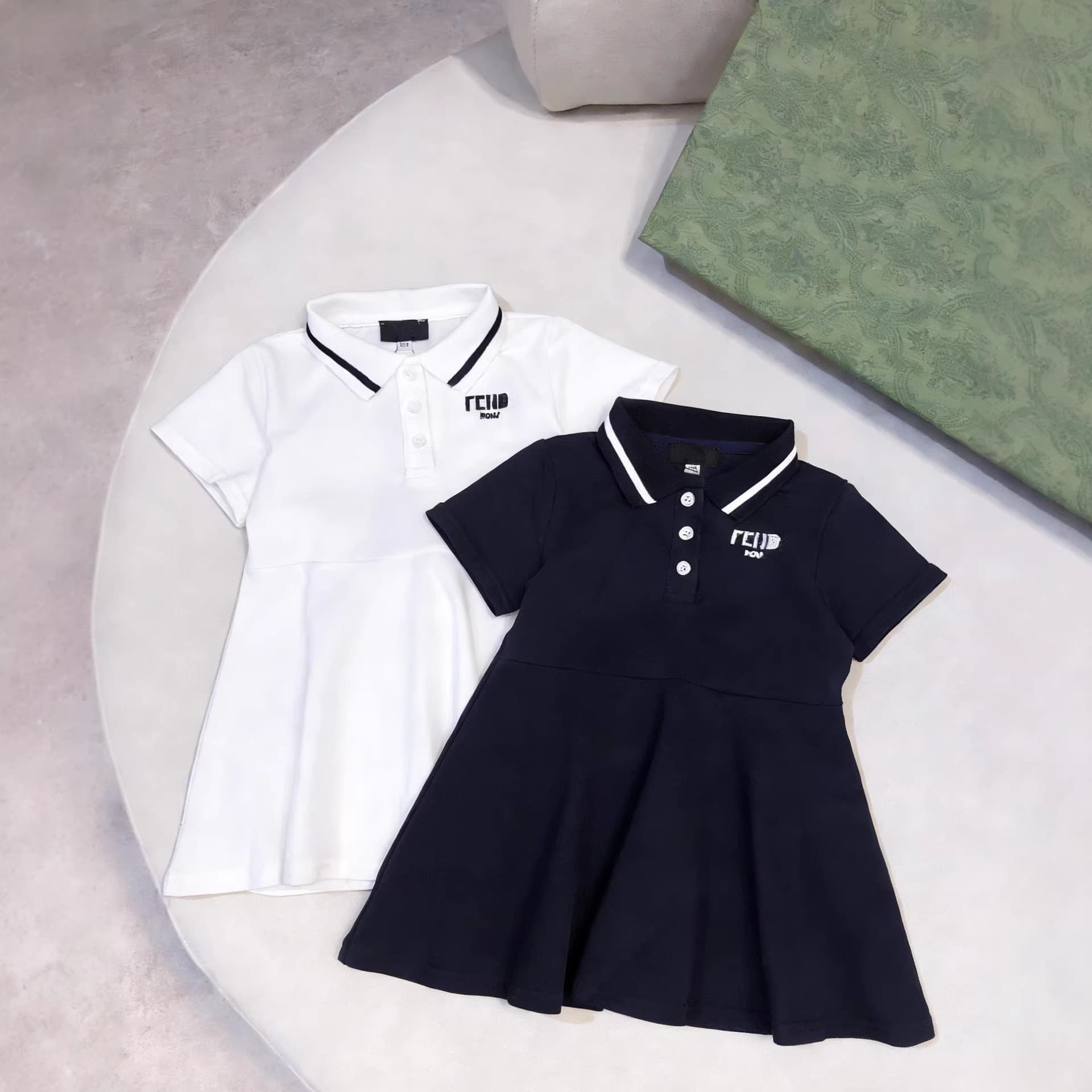 Cross-Border Summer Children's Dress, High-End Girls' Short-Sleeve Polo Collar Princess Dress, Korean Style Academy Style Children's Dress, Tennis