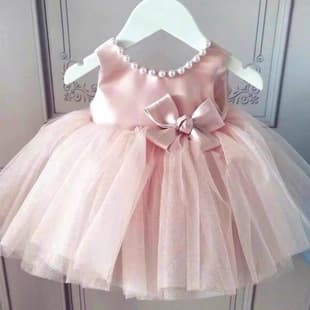 New Pink Tulle Dress Flower Girl Baby 1st Birthday Piano Performance Princess Dress Kids Tutu Dress Female Wholesale