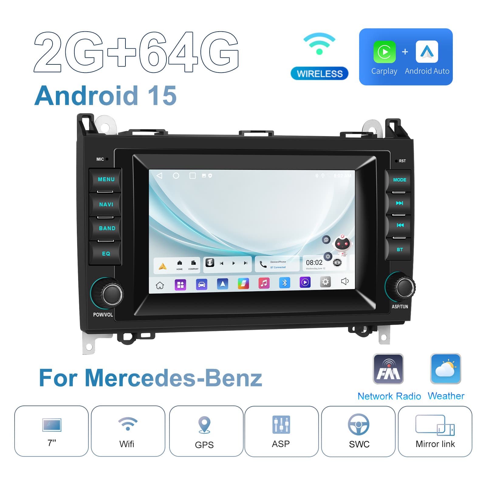 Cross-border Compatible with 08-11 Mercedes-Benz B200 Android Car GPS Navigation CarPlay Central Control Screen Head Unit