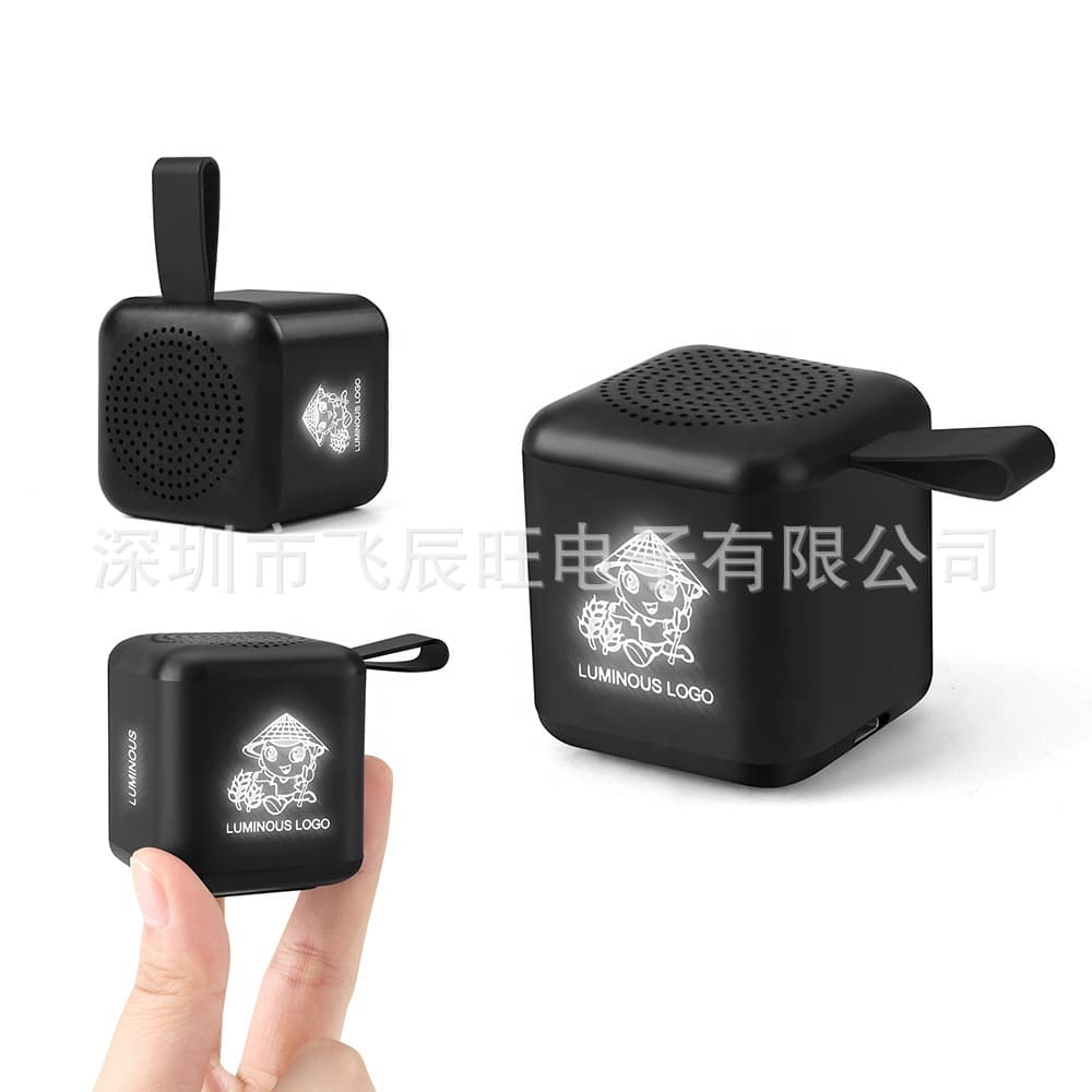 Foreign trade export gift luminous logo Mini Bluetooth speaker with lanyard small size
