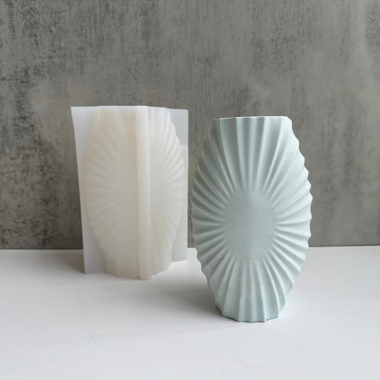 Shell texture vase silicone mold flower pot gypsum cement resin mold