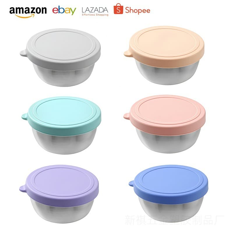 Cross-border 304 Stainless Steel Sauce Cup with Leak-proof Silicone Lid, Salad Dressing Container, Dip Dish, Seasoning Plate