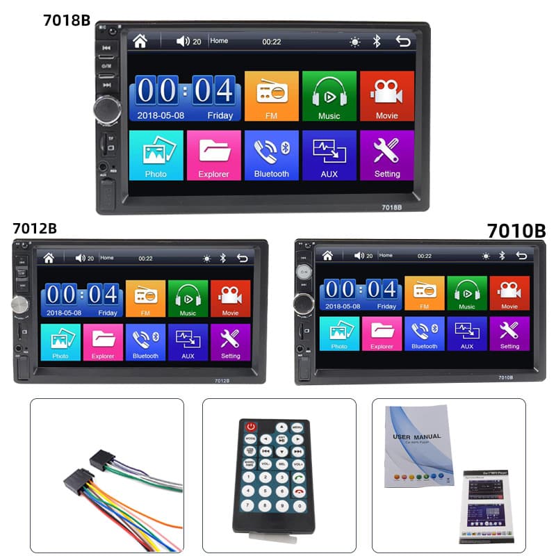 7-inch HD Car Display 7010B Car MP5 HD Player with Car Bluetooth and Reverse Camera All-in-One