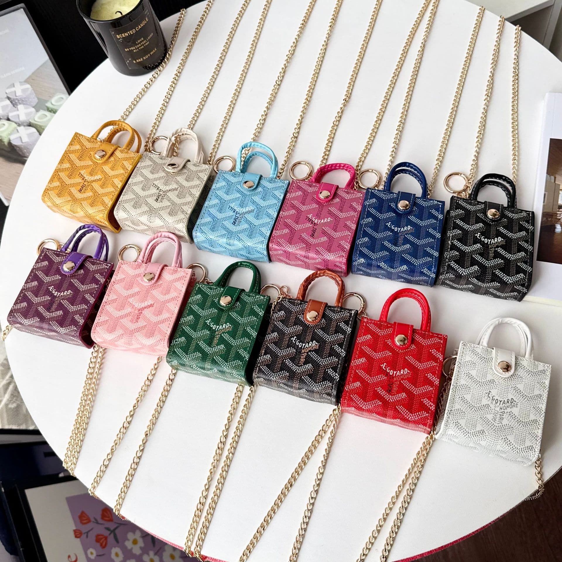 New dog tooth headphone bag big brand headphone bag suitable for Apple Samsung Xiaomi oppo oblique hanging long chain protective cover