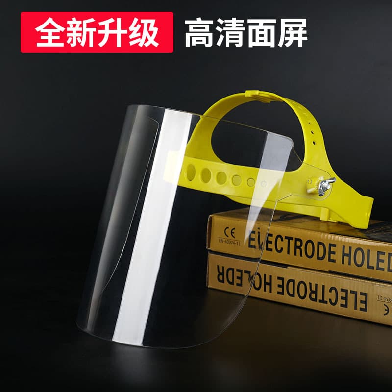 Adjustable acrylic welding protective face shield, impact and spatter resistant, transparent organic half mask
