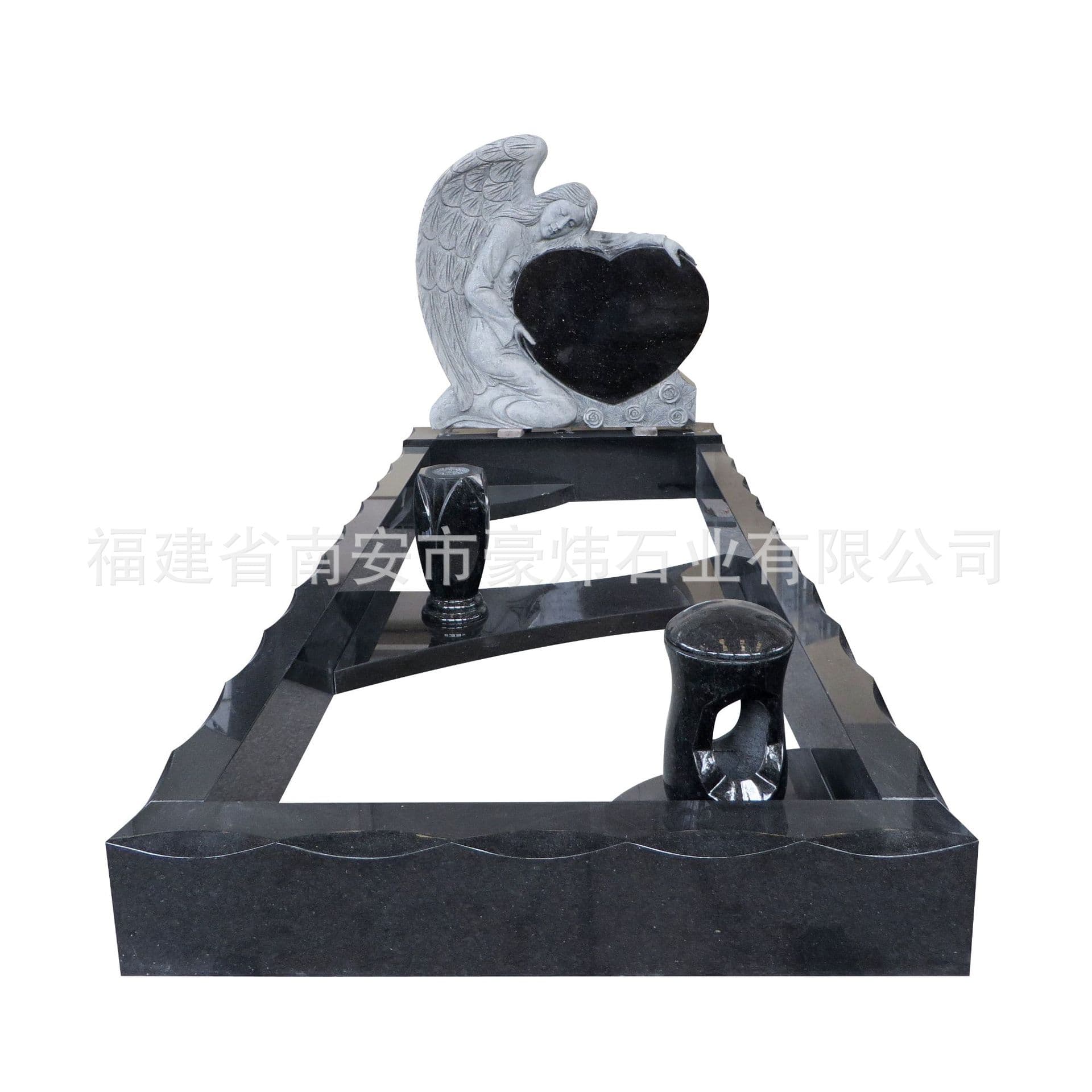 Personalized Custom Granite Tombstone, Angel and Heart Carved Stone, Meets Diverse Needs