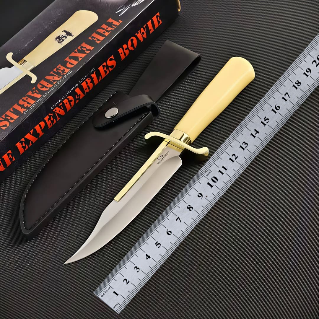 Ronger Mini Gold-Backed Big Bowie Knife for Camping and Outdoor Use, High-Hardness Steel Knife, Gil Hepburn Big Bowie Knife