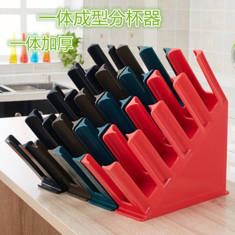 Slanted Four-grid Cup Holder for Milk Tea and Coffee Shops, Bamboo Two-grid Dispenser and Cup Separator
