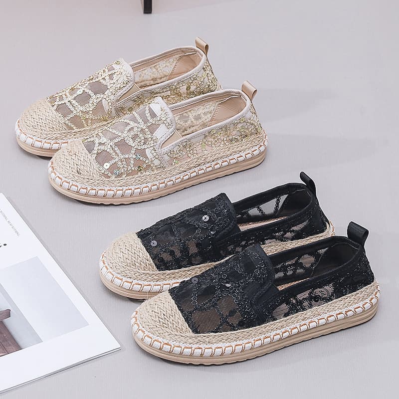 Cross-border Little Chanel-style Slip-on Fisherman Shoes for Women Summer 2026 New Linen Casual Versatile Flat Cloth Shoes
