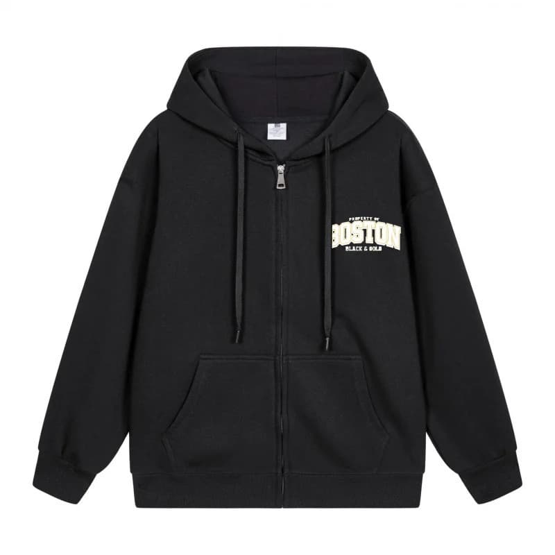[Cross-border EU Size] Men's Zip-Up Hoodie with Boston Print