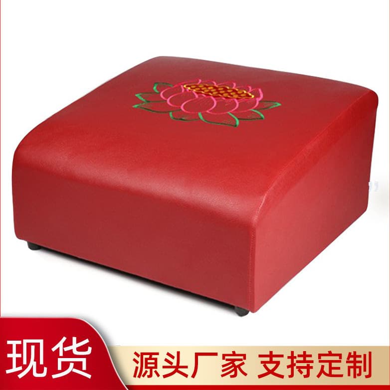 Embroidered Temple Kneeling Cushion with Lotus Design, Wholesale Home Use Buddhist Altar Kneeling Stool