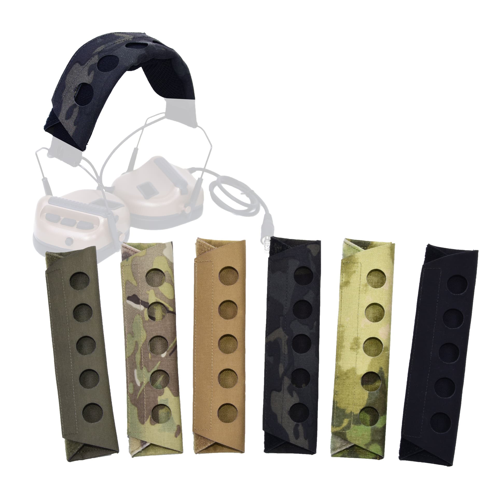 Tactical earphone receiver padded sponge mesh shockproof camouflage laser cutting removable breathable camouflage design