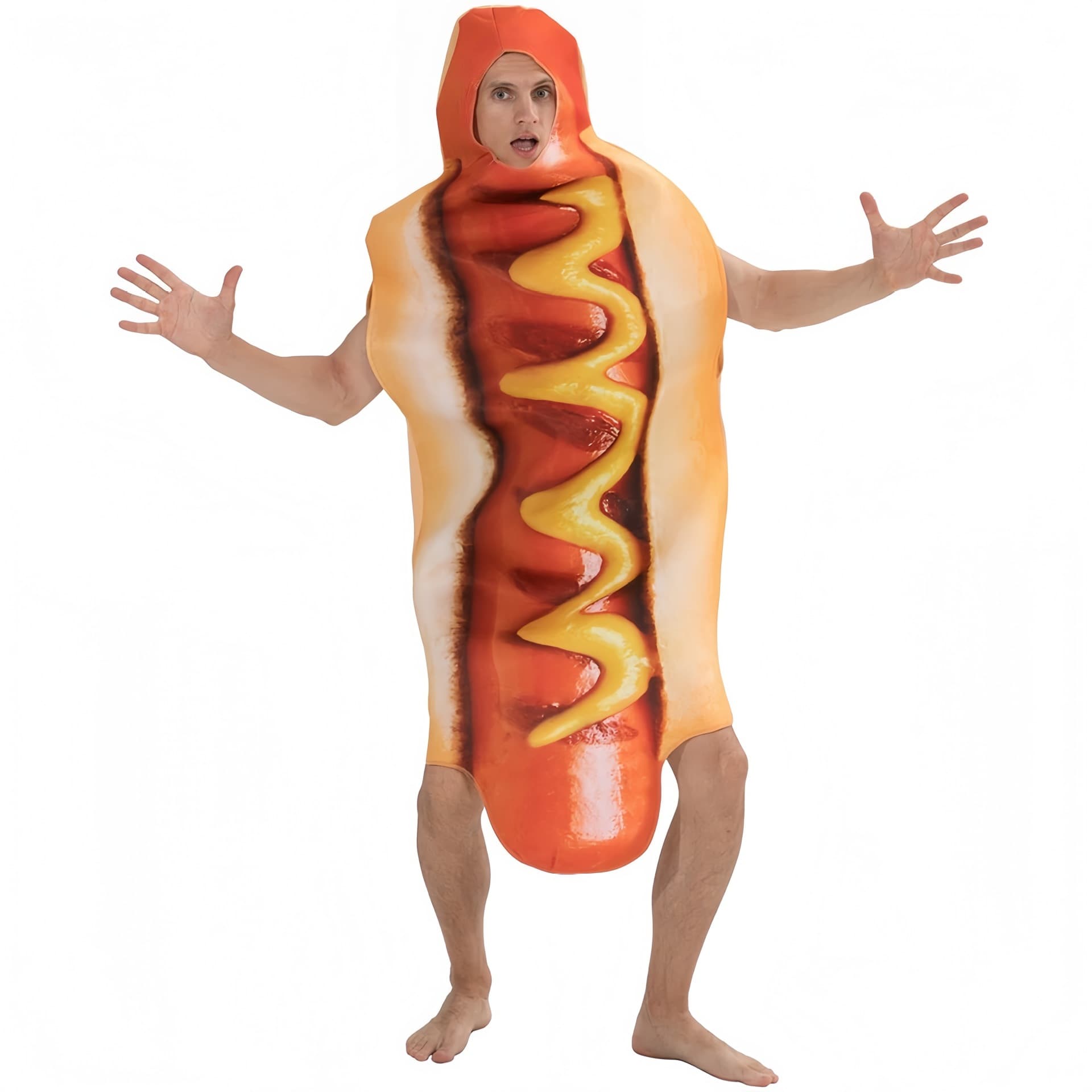 Ready stock Halloween party costume hot dog cosplay outfit stage performance jumpsuit.