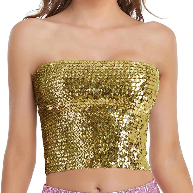 European and American Sequin Top DS Performance Costume Stage Wear, Nightclub Sparkle Sequin Innerwear High Elastic Bustier