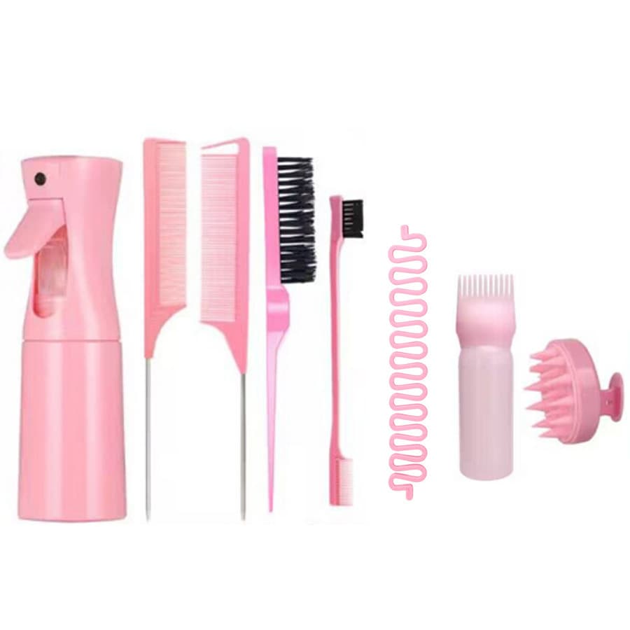 Hairdressing Tool Set Steel Needle Pointed Tail Comb Wide Tooth Comb Double-Ended Eyebrow Brush Three-Row Teasing Comb Updo Styling Comb Hair Brush
