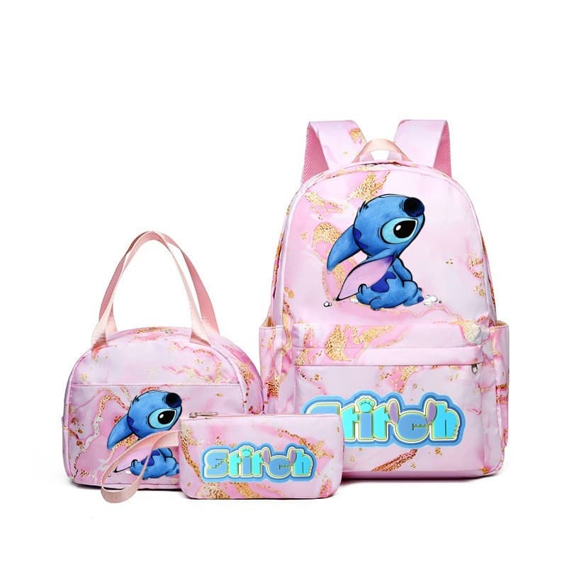 2024 New Stitch Three-Piece Set Waterproof Backpack for Primary and Secondary School Students, Designer Outdoor Travel Backpack
