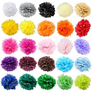 Cross-Border Party Colored Paper Fans, Paper Pompoms, Paper Tassels, Round Pull Flowers for Wedding Birthday Party Decoration Supplies