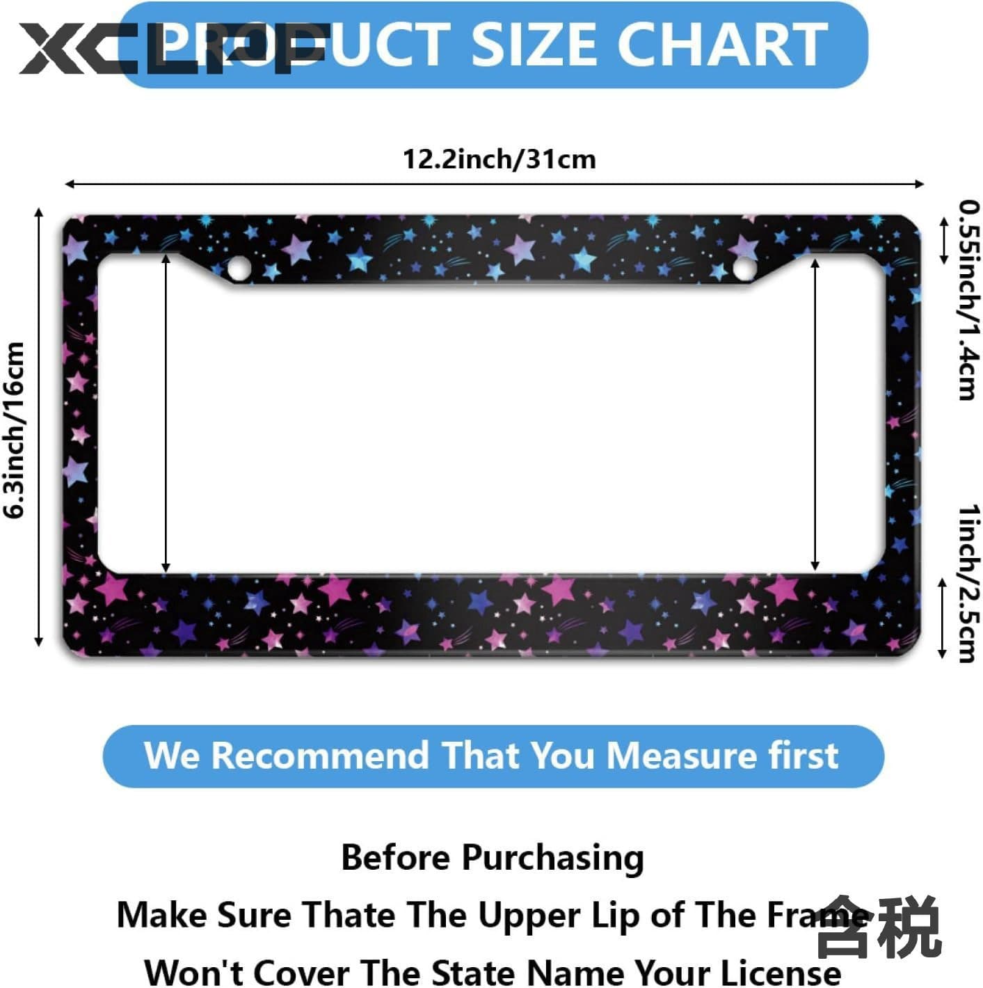 Cross Border Star License Plate Frame, UV Printing License Plate Border, American Style License Plate Frame, Fashionable US Standard Aluminum License Plate Frame