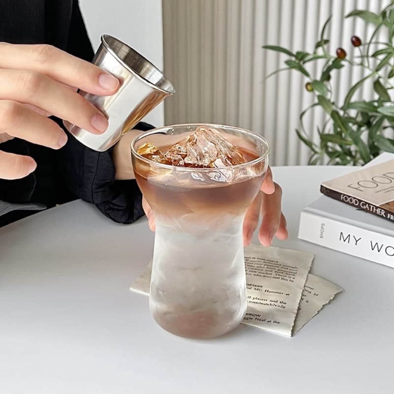 Ins Wind Net Red Glass Iced American Coffee Cup Breakfast Milk Juice Drink Cup Cold Brew American Water Cup