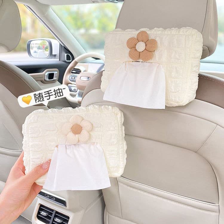 Car Tissue Box, Armrest Box, Sun Visor, Seat Hanging, Cute, Simple, High-End Paper Bag for Women