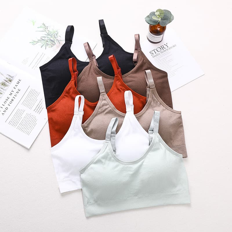 New Threaded Band Bra with Padded Cups, Wire-Free, Anti-Widening, Seamless Sleep Sports Yoga Bra for Women, Invisible