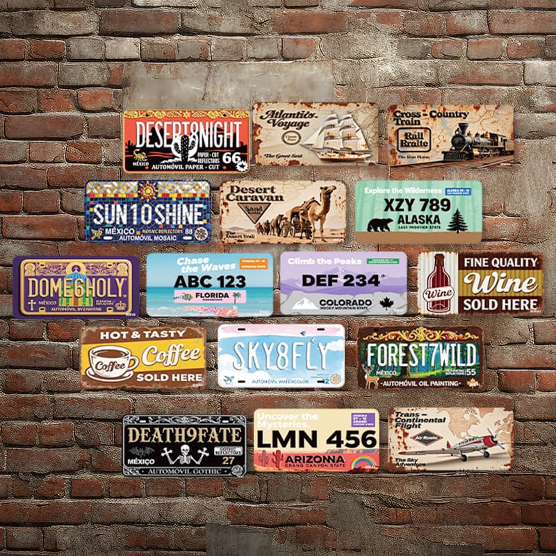 Cross-border industrial style retro personalized wall decorations for home, bar, and restaurant, wall hangings, vintage license plates