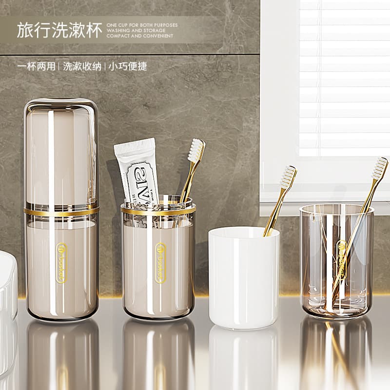 Travel Rinse Cup Portable Transparent Toothbrush Cup with Toothpaste and Toothbrush Holder Set